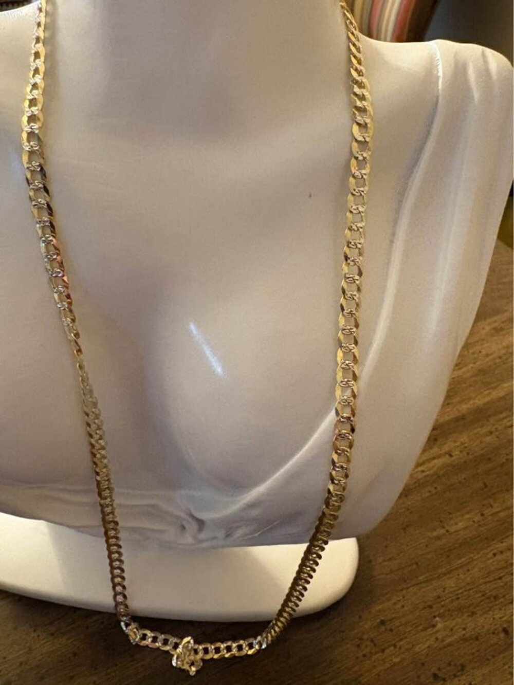 NEW 925 Sterling Silver Gold Tone Diamond Cut Cuban Chain 24” 5.2mm 17.5g